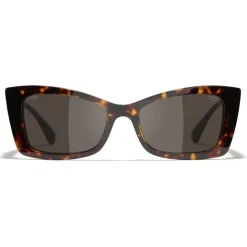 Chanel - Rectangle Sunglasses - Dark Tortoise White Gold - Chanel Eyewear - Avvenice