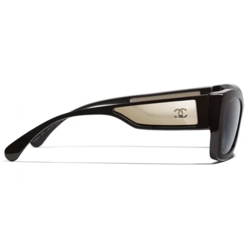 Chanel - Rectangle Sunglasses - Dark Red White Gold - Chanel Eyewear - Avvenice
