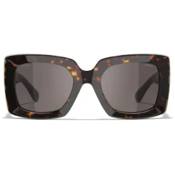 Chanel - Rectangle Sunglasses - Dark Tortoise Brown - Chanel Eyewear - Avvenice