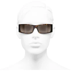 Chanel - Rectangle Sunglasses - Dark Tortoise Brown - Chanel Eyewear - Avvenice