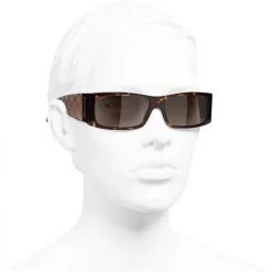 Chanel - Rectangle Sunglasses - Dark Tortoise Brown - Chanel Eyewear - Avvenice
