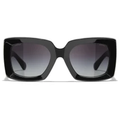 Chanel - Rectangle Sunglasses - Black Gold Gray - Chanel Eyewear - Avvenice