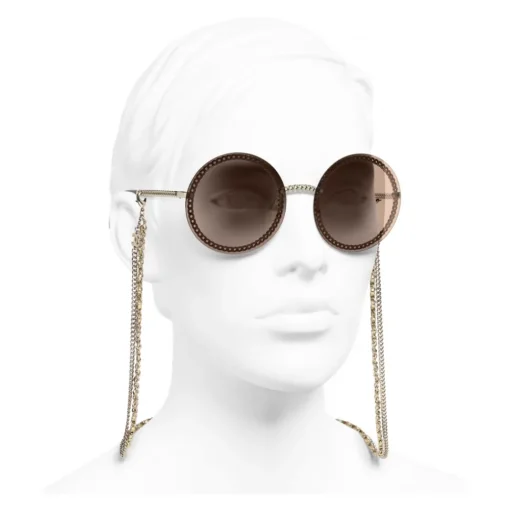 Chanel - Round Sunglasses - Gold Light Brown - Chanel Eyewear - Avvenice