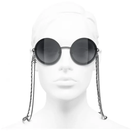 Chanel - Round Sunglasses - Silver Dark Gray - Chanel Eyewear - Avvenice