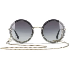 Chanel - Round Sunglasses - Gold Gray Gradient - Chanel Eyewear - Avvenice