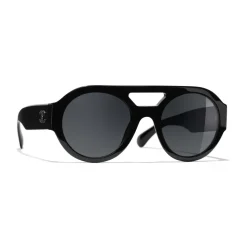 Chanel - Round Sunglasses - Black Gray - Chanel Eyewear - Avvenice