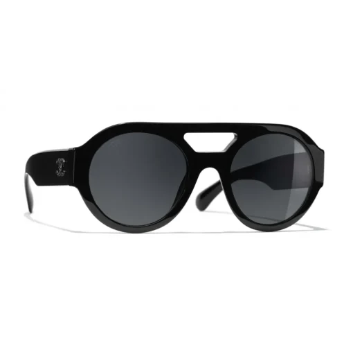 Chanel - Round Sunglasses - Black Gray - Chanel Eyewear - Avvenice