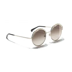 Chanel - Round Sunglasses - Gold Light Brown - Chanel Eyewear - Avvenice