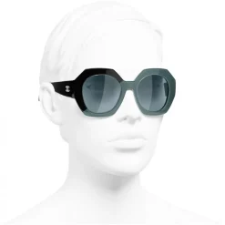 Chanel - Round Sunglasses - Black Green Blue - Chanel Eyewear - Avvenice