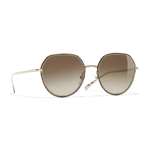 Chanel - Round Sunglasses - Gold Tortoise Brown - Chanel Eyewear - Avvenice