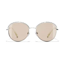 Chanel - Round Sunglasses - Silver Beige - Chanel Eyewear - Avvenice