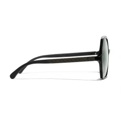 Chanel - Round Sunglasses - Black Green Mirror - Chanel Eyewear - Avvenice