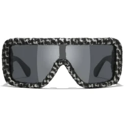 Chanel - Shield Sunglasses - Black White Gray - Chanel Eyewear - Avvenice