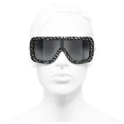 Chanel - Shield Sunglasses - Black White Gray - Chanel Eyewear - Avvenice
