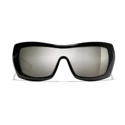 Chanel - Shield Sunglasses - Black White Gold - Chanel Eyewear - Avvenice