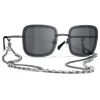 Chanel - Square Sunglasses - Silver Dark Gray - Chanel Eyewear - Avvenice