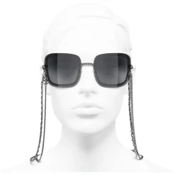 Chanel - Square Sunglasses - Silver Dark Gray - Chanel Eyewear - Avvenice
