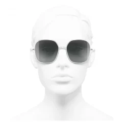 Chanel - Square Sunglasses - Silver Light Gray - Chanel Eyewear - Avvenice