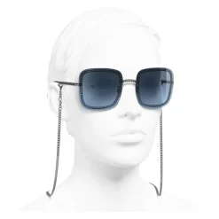 Chanel - Square Sunglasses - Dark Silver Blue - Chanel Eyewear - Avvenice