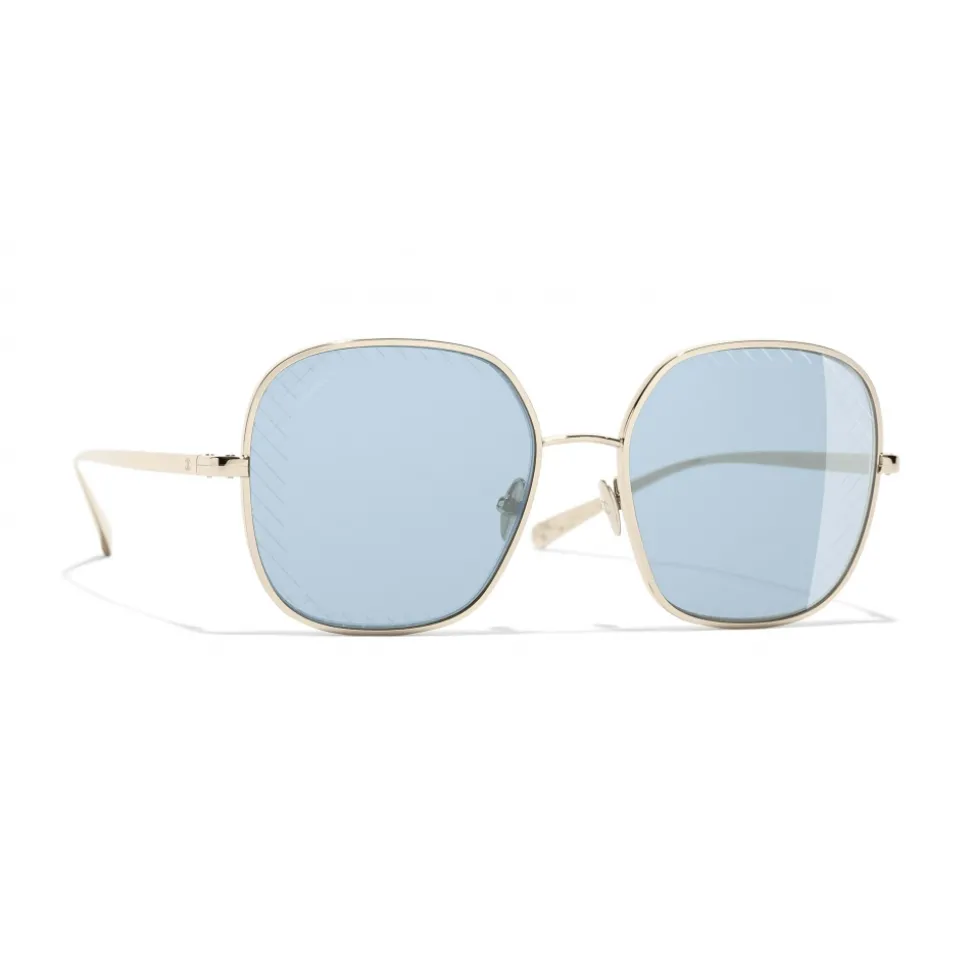 Chanel - Square Sunglasses - Gold Light Blue - Chanel Eyewear - Avvenice