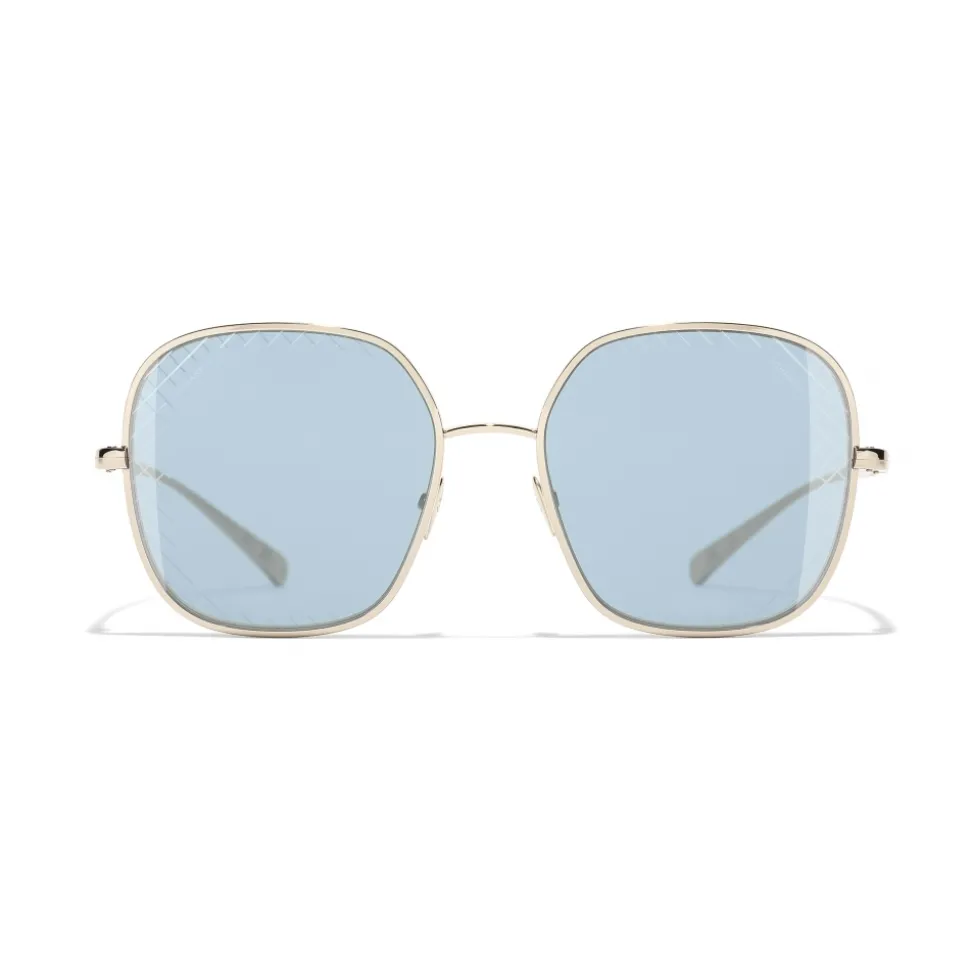 Chanel - Square Sunglasses - Gold Light Blue - Chanel Eyewear - Avvenice
