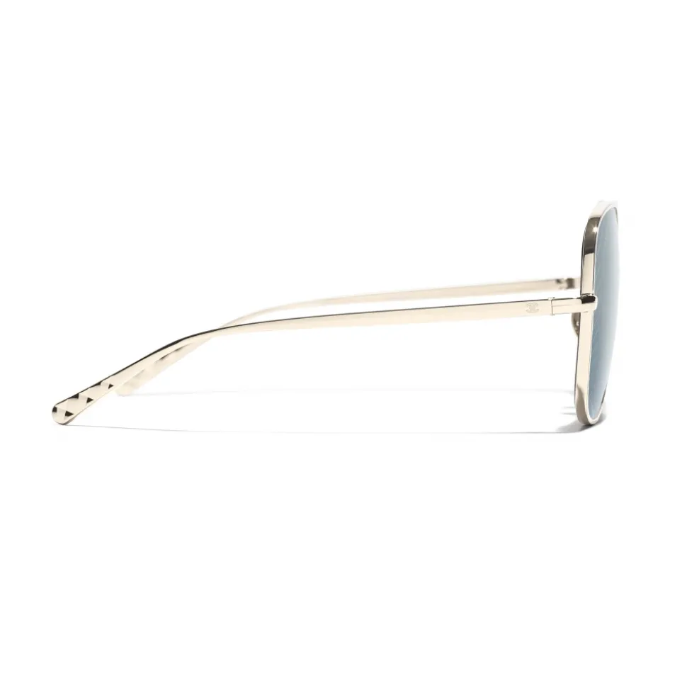 Chanel - Square Sunglasses - Gold Light Blue - Chanel Eyewear - Avvenice