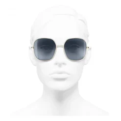 Chanel - Square Sunglasses - Gold Light Blue - Chanel Eyewear - Avvenice