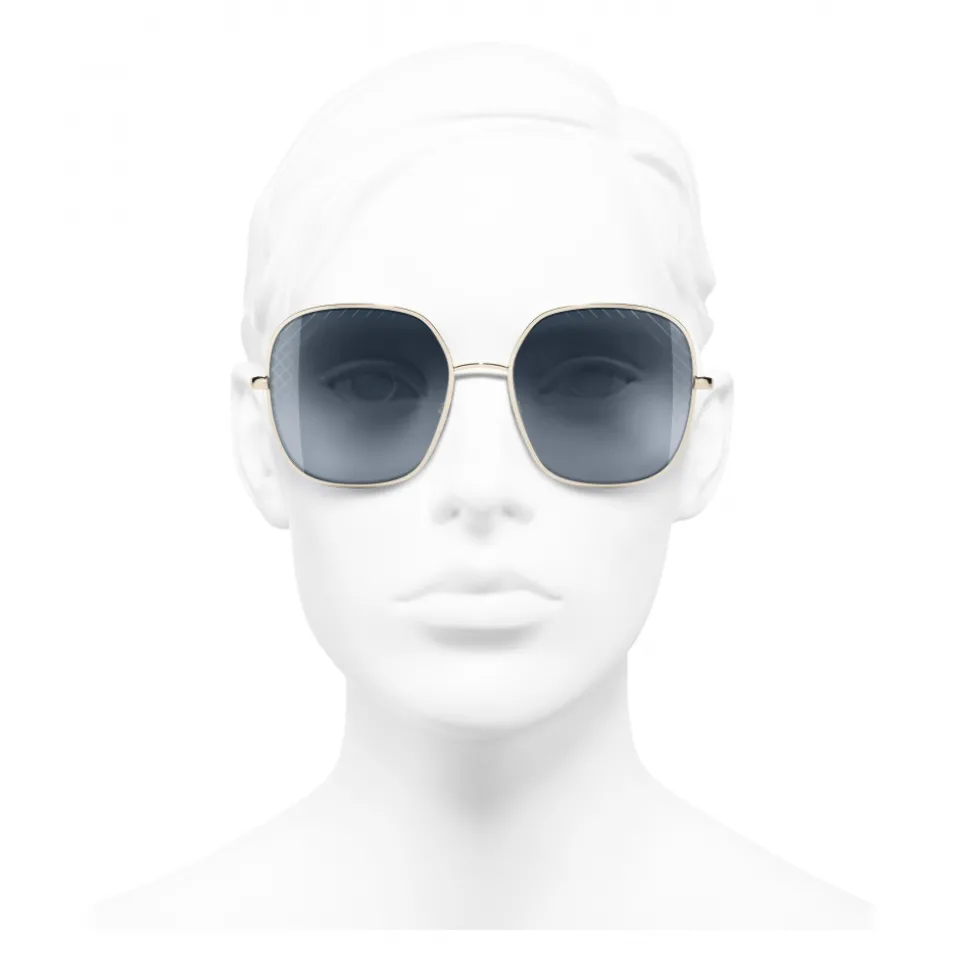 Chanel - Square Sunglasses - Gold Light Blue - Chanel Eyewear - Avvenice