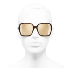 Chanel - Square Sunglasses - Brown Gold Mirror - Chanel Eyewear - Avvenice