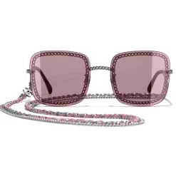 Chanel - Square Sunglasses - Dark Silver Pink - Chanel Eyewear - Avvenice