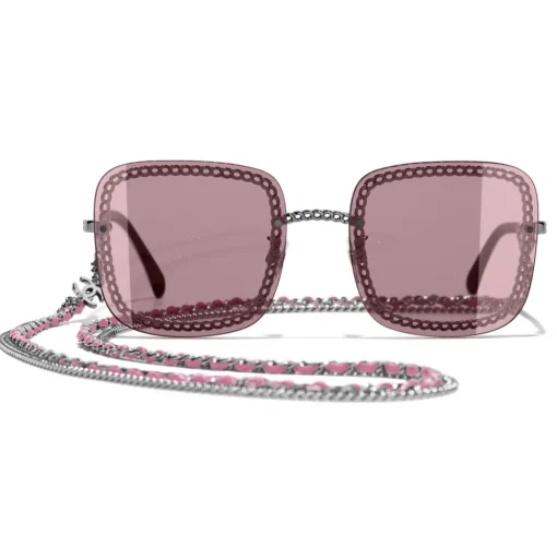 Chanel - Square Sunglasses - Dark Silver Pink - Chanel Eyewear - Avvenice