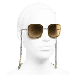 Chanel - Square Sunglasses - Silver Yellow - Chanel Eyewear - Avvenice