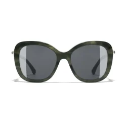 Chanel - Square Sunglasses - Green Tortoise Gray - Chanel Eyewear - Avvenice
