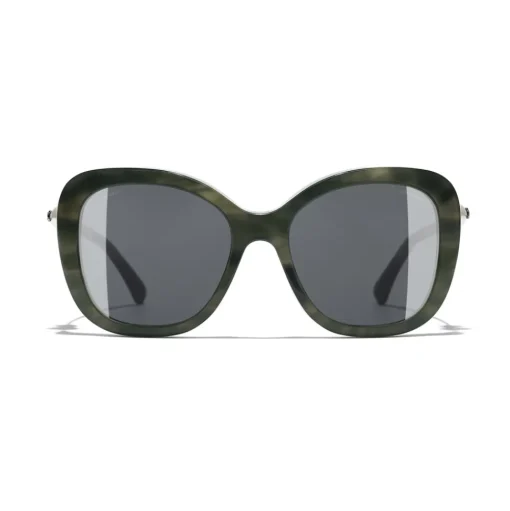 Chanel - Square Sunglasses - Green Tortoise Gray - Chanel Eyewear - Avvenice