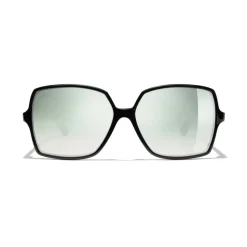 Chanel - Square Sunglasses - Black Green Mirror - Chanel Eyewear - Avvenice