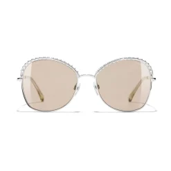 Chanel - Square Sunglasses - Silver Beige - Chanel Eyewear - Avvenice