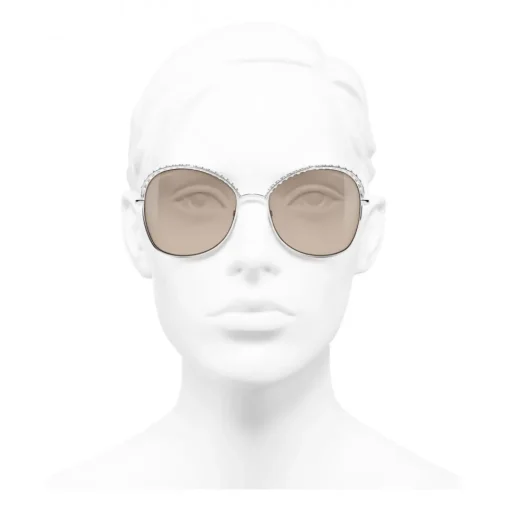 Chanel - Square Sunglasses - Silver Beige - Chanel Eyewear - Avvenice