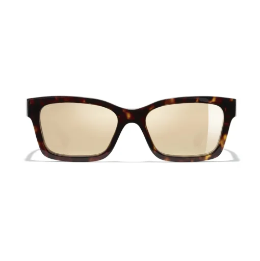 Chanel - Square Sunglasses - Dark Tortoise Gold Mirror - Chanel Eyewear - Avvenice