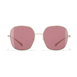 Chanel - Square Sunglasses - Gold Burgundy - Chanel Eyewear - Avvenice