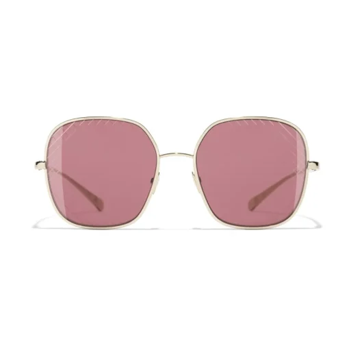 Chanel - Square Sunglasses - Gold Burgundy - Chanel Eyewear - Avvenice