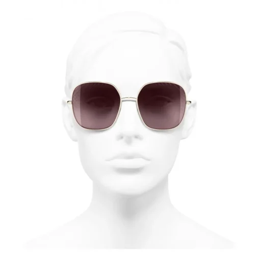 Chanel - Square Sunglasses - Gold Burgundy - Chanel Eyewear - Avvenice