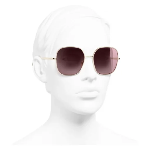 Chanel - Square Sunglasses - Gold Burgundy - Chanel Eyewear - Avvenice