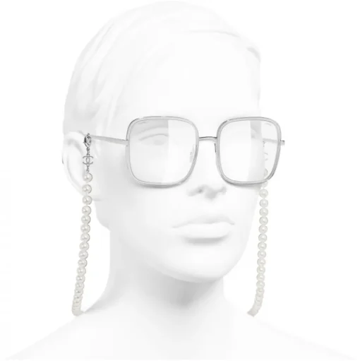 Chanel - Square Sunglasses - Silver Transparent - Chanel Eyewear - Avvenice