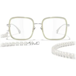 Chanel - Square Sunglasses - Silver Beige Transparent - Chanel Eyewear - Avvenice