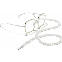 Chanel - Square Sunglasses - Silver Beige Transparent - Chanel Eyewear - Avvenice