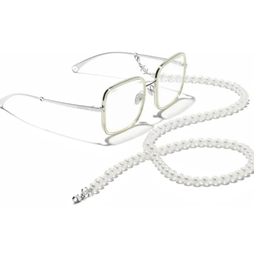 Chanel - Square Sunglasses - Silver Beige Transparent - Chanel Eyewear - Avvenice