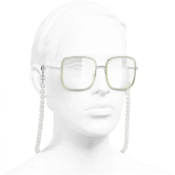 Chanel - Square Sunglasses - Silver Beige Transparent - Chanel Eyewear - Avvenice