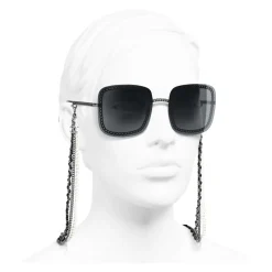 Chanel - Square Sunglasses - Dark Silver Gray - Chanel Eyewear - Avvenice