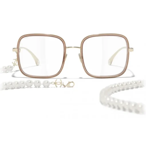 Chanel - Square Sunglasses - Gold Beige Transparent - Chanel Eyewear - Avvenice
