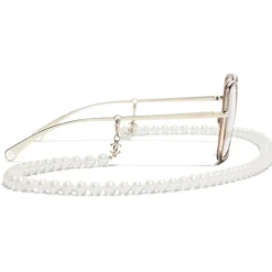 Chanel - Square Sunglasses - Gold Beige Transparent - Chanel Eyewear - Avvenice